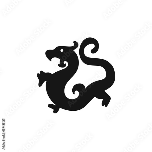 China Dragon simple logo, icon, zodiac symbols. Vector label