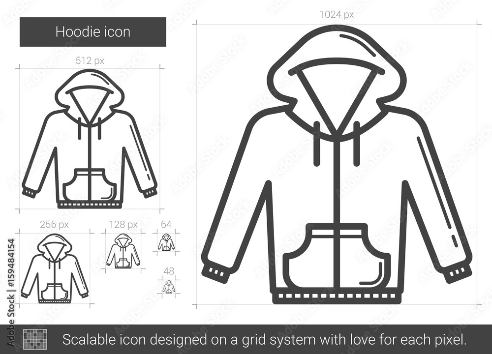Hoodie vector line icon isolated on white background. Hoodie line icon for infographic, website or app. Scalable icon designed on a grid system. Hoodie vector line icon isolated on white background. Hoodie line icon for infographic, website or app. Scalable icon designed on a grid system.