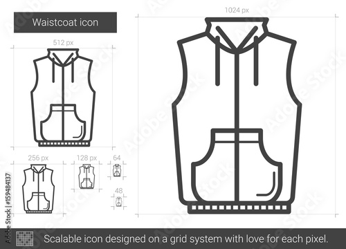 Waistcoat vector line icon isolated on white background. Waistcoat line icon for infographic, website or app. Scalable icon designed on a grid system.