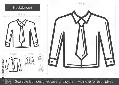 Necktie vector line icon isolated on white background. Necktie line icon for infographic  website or app. Scalable icon designed on a grid system.