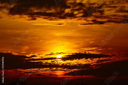sunset sky background. Fiery orange sunset