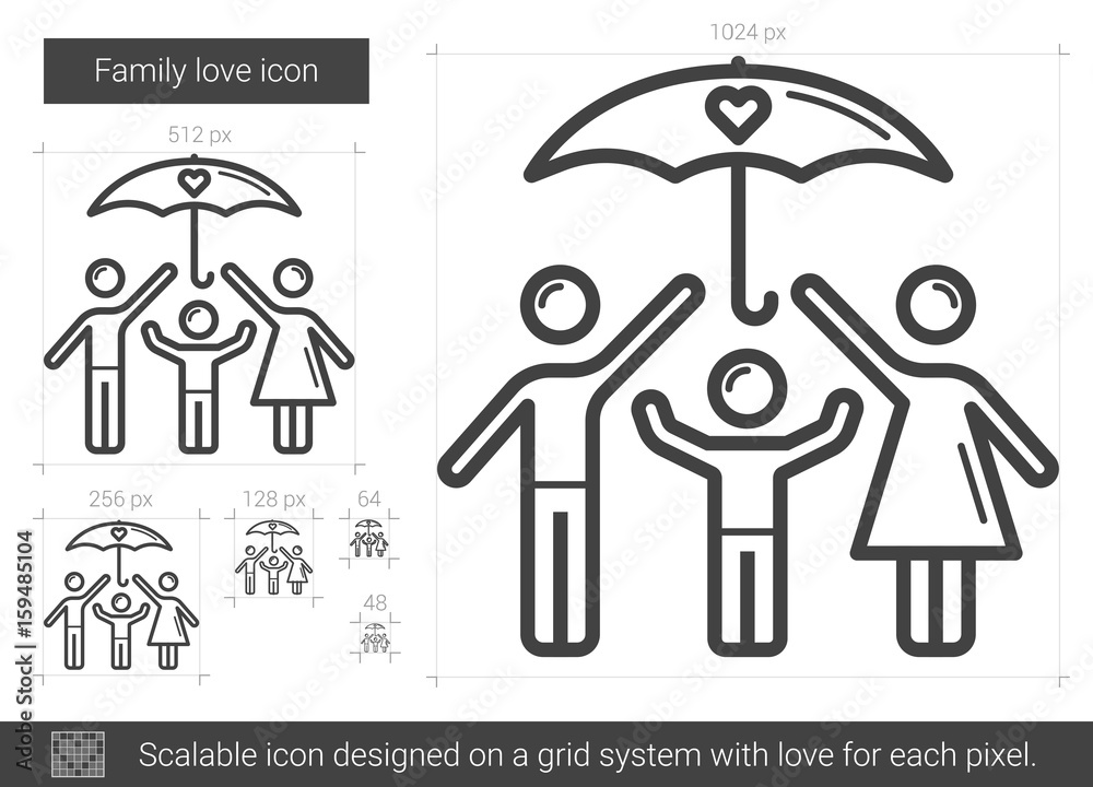 Family love vector line icon isolated on white background. Family love line icon for infographic, website or app. Scalable icon designed on a grid system.