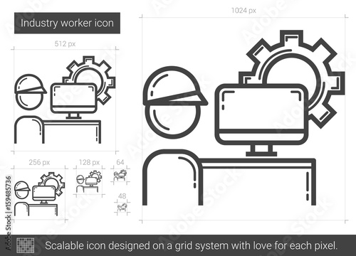 Industry worker line icon.