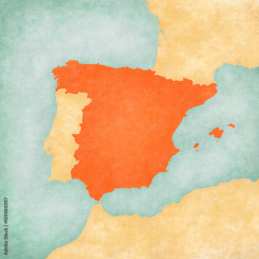 Map of Iberian Peninsula - Spain