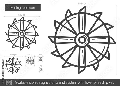 Mining tool vector line icon isolated on white background. Mining tool line icon for infographic, website or app. Scalable icon designed on a grid system.
