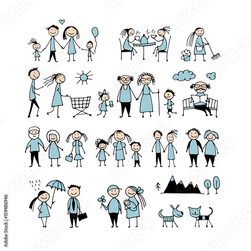 Family set, sketch for your design