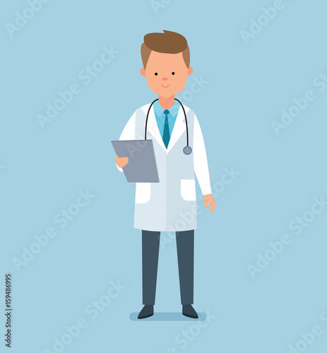 Doctor therapist with documents and patient's card in hand.
