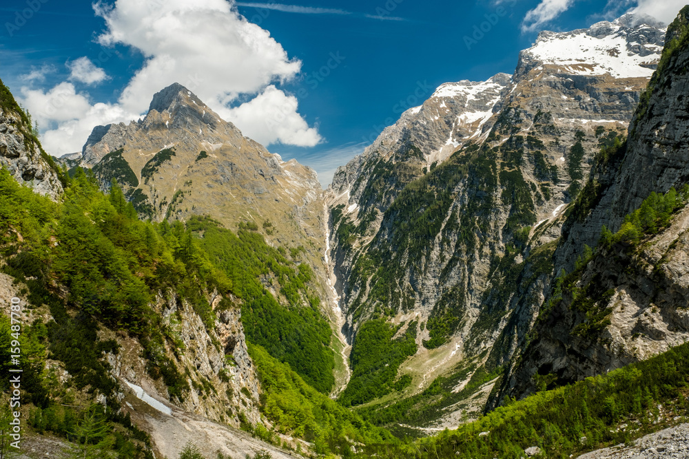 Tal im Triglav Gebirge in der Nähe von Trenta
