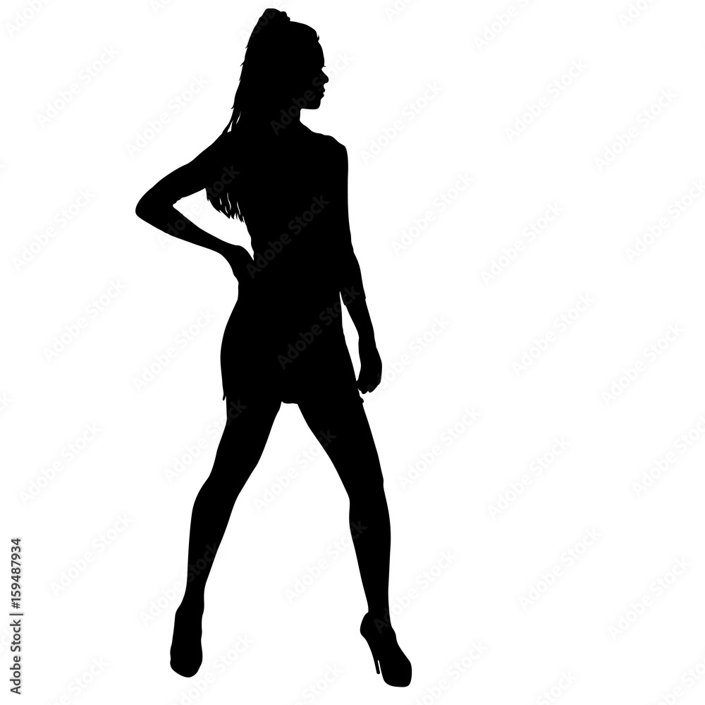 Beautiful fashion girl silhouette on a white background