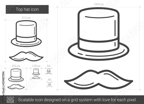 Top hat vector line icon isolated on white background. Top hat line icon for infographic, website or app. Scalable icon designed on a grid system.