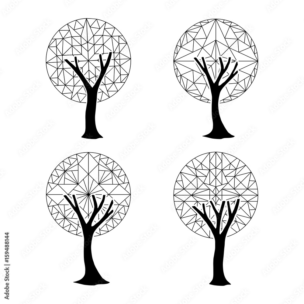 Tree element set in abstract geometric style