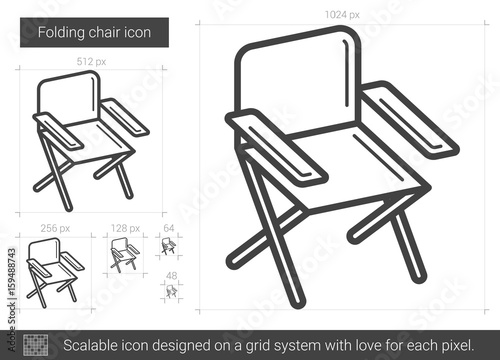 Folding chair vector line icon isolated on white background. Folding chair line icon for infographic, website or app. Scalable icon designed on a grid system. © Visual Generation