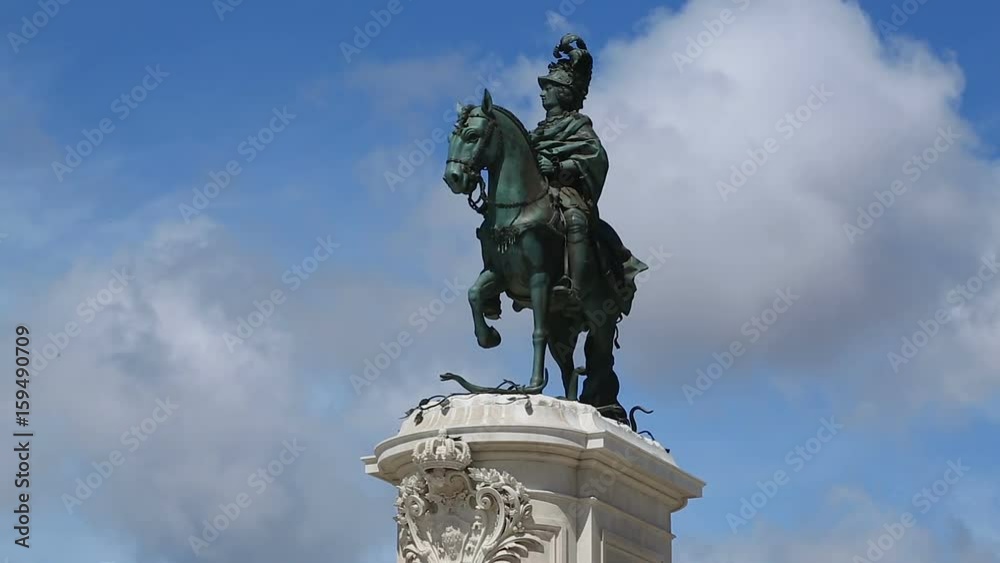 Statue of King Joseph I against Arch of August Street at Commerce Square, Lisbon Statue of King Joseph I against Arch of August Street at Commerce Square, Lisbon
