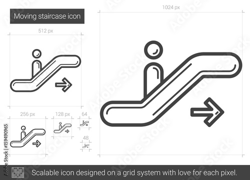 Moving staircase line icon.