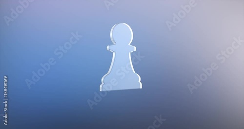 Animated Chess Pawn Glass 3d Icon Loop Modules for edit with alpha matte
