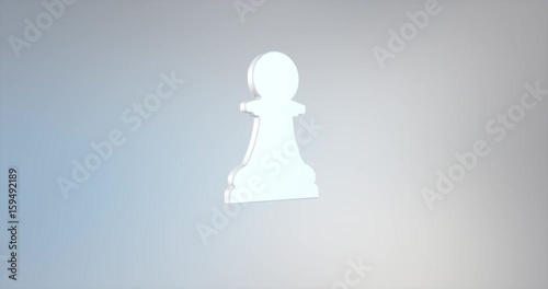 Animated Chess Pawn White 3d Icon Loop Modules for edit with alpha matte
