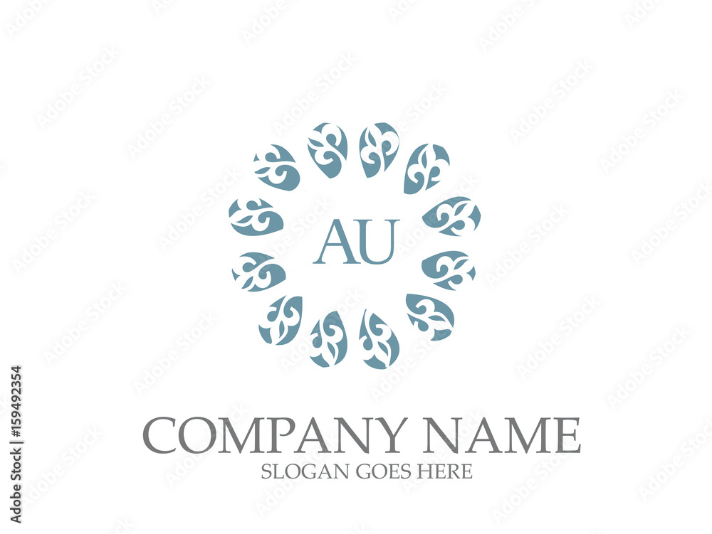 Abstract AU  Letter Monogram Elegant Logo Design
