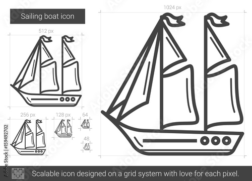 Sailing boat line icon.