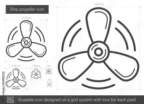 Ship propeller line icon.