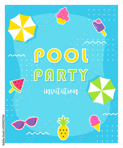 Summer Pool Party Poster or Invitation Card.