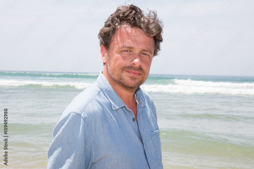 handsome man in beach summer