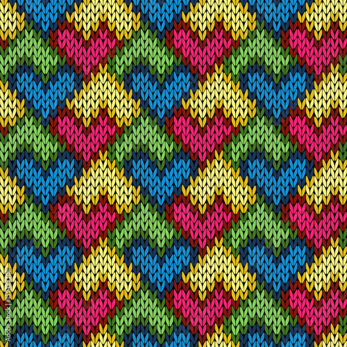 Knitting seamless patchwork heart pattern