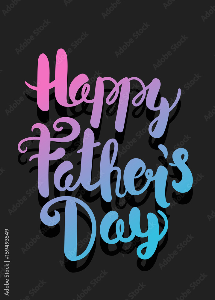 Happy Fathers Day lettering logo. Vector greeting card