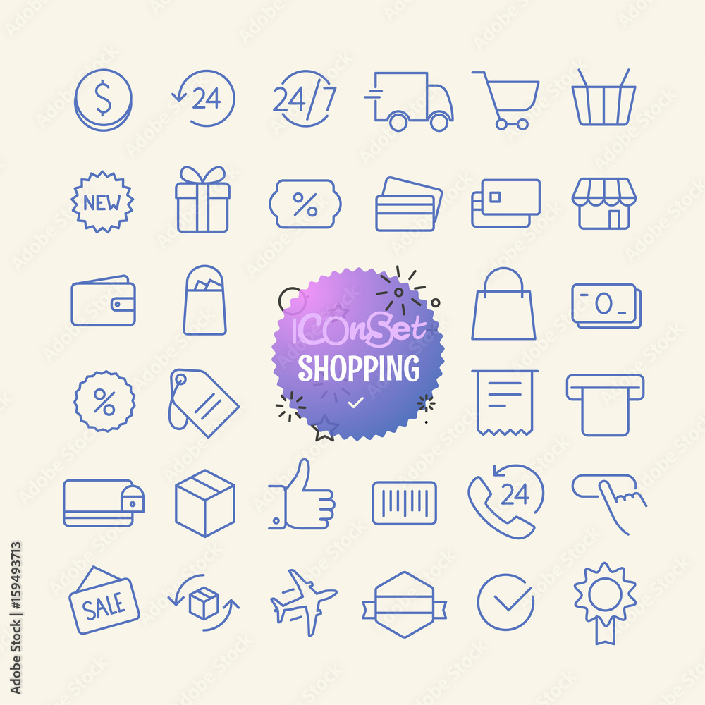 Outline icon set. Web and mobile app thin line icons. Shopping Outline icon set. Web and mobile app thin line icons. Shopping