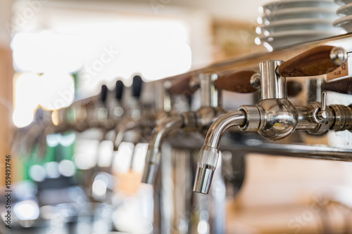 Close Up of Cold Beer Tap. Selective Focused