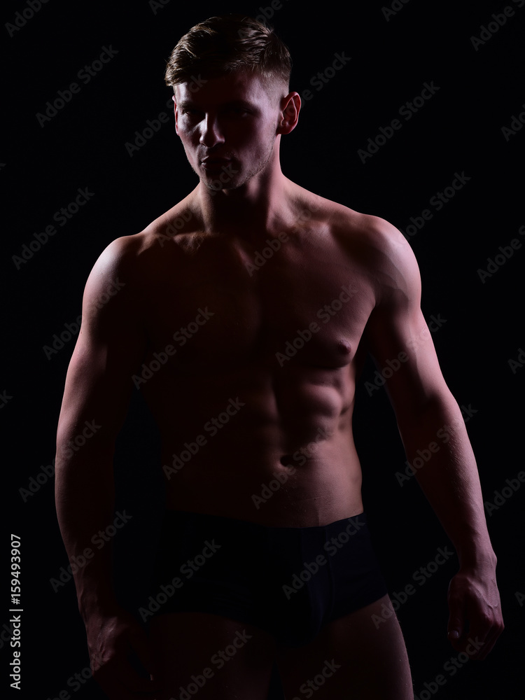 Fototapeta premium muscular man with bare torso, six pack in underwear