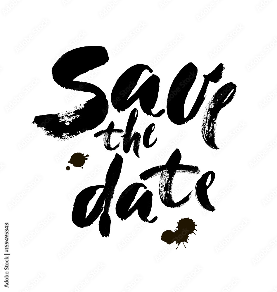 Save the date hand lettering vector handmade calligraphy. Brush lettering Save the date hand lettering vector handmade calligraphy. Brush lettering