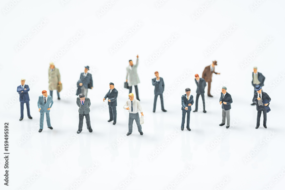 crowd of business miniature people on white background crowd of business miniature people on white background