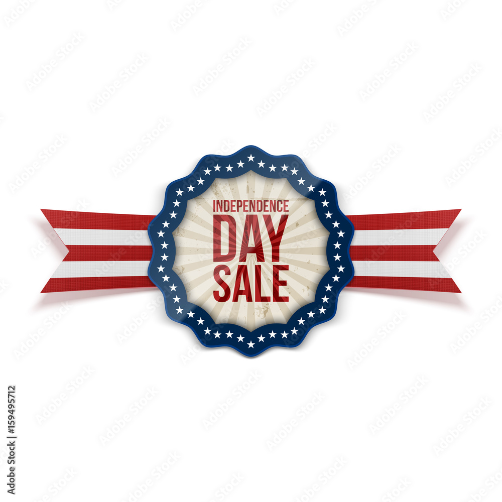 Independence Day Sale Emblem with Ribbon Independence Day Sale Emblem with Ribbon