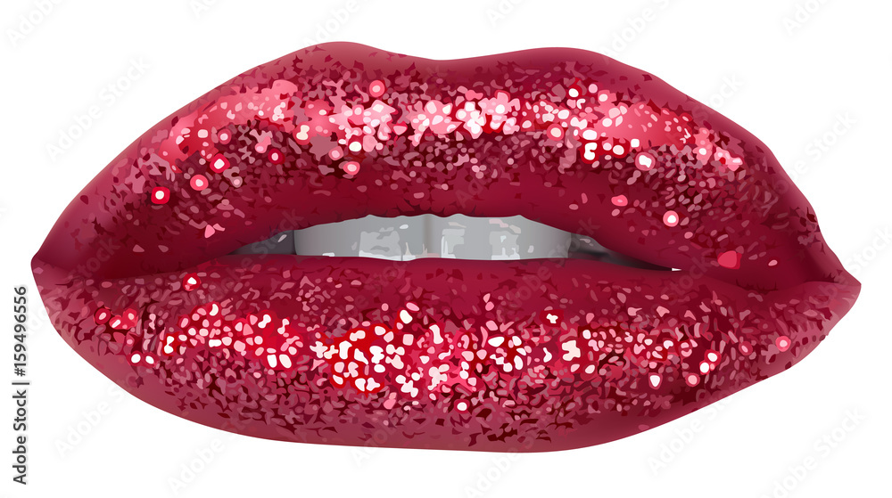 Red Lips with Glitter - Isolated and Detailed Illustration, Vector Red Lips with Glitter - Isolated and Detailed Illustration, Vector
