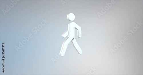 Animated Walking Man on Crosswalk White 3d Icon Loop Modules for edit with alpha matte
