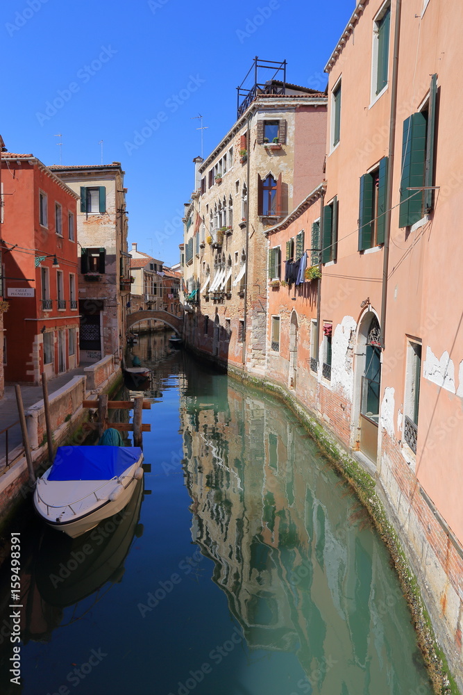 VENICE - APRIL 10, 2017: The view on Canal in Venice, on April 10, 2017 in Venice, Italy