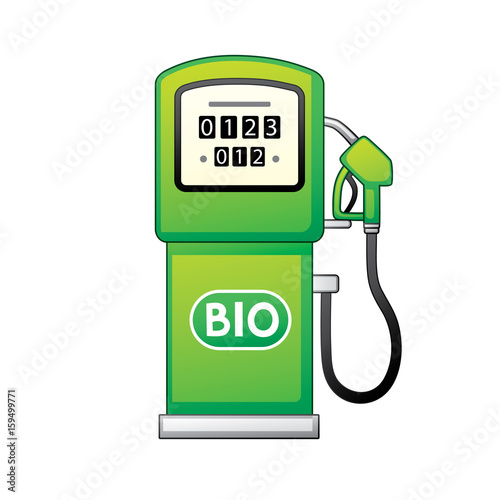 Green bio fuel station pump icon isolated.