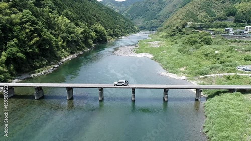 浅尾（あさお）沈下橋（高知県仁淀川）　空撮