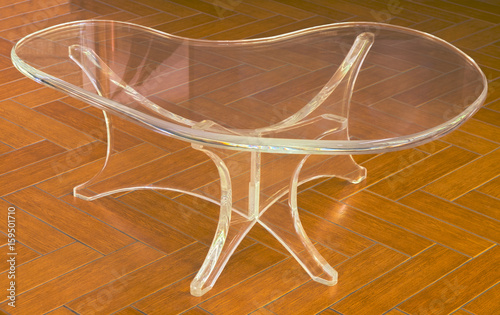 HDR photo image of a clear acrylic modern table