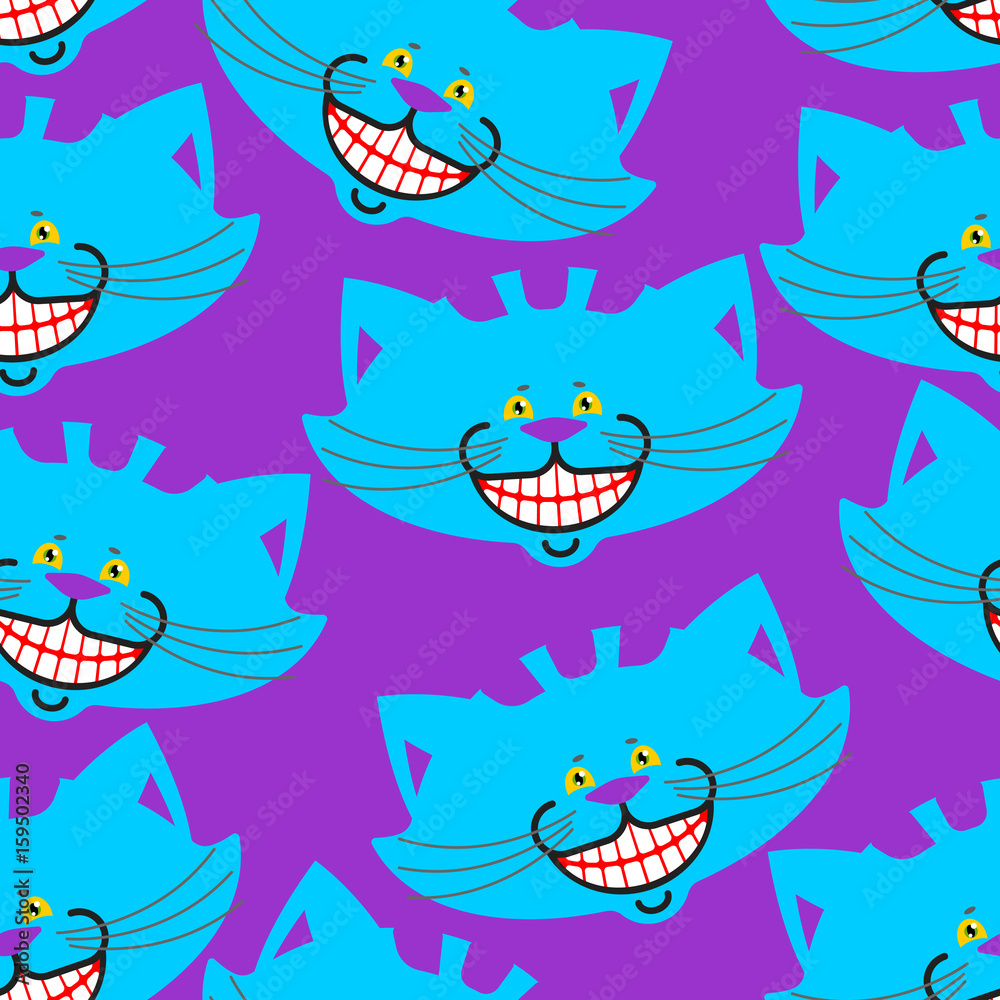 Cheshire cat smile pattern. texture Fantastic pet alice in wonderland. Magic animal background