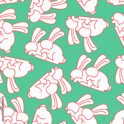 Bunny sex pattern. rabbit intercourse ornqment. Hares background. Animal reproduction texture