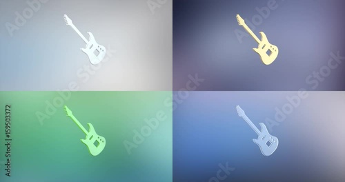Animated Guitar Electric 3d Icon Loop Modules for edit with alpha matte
