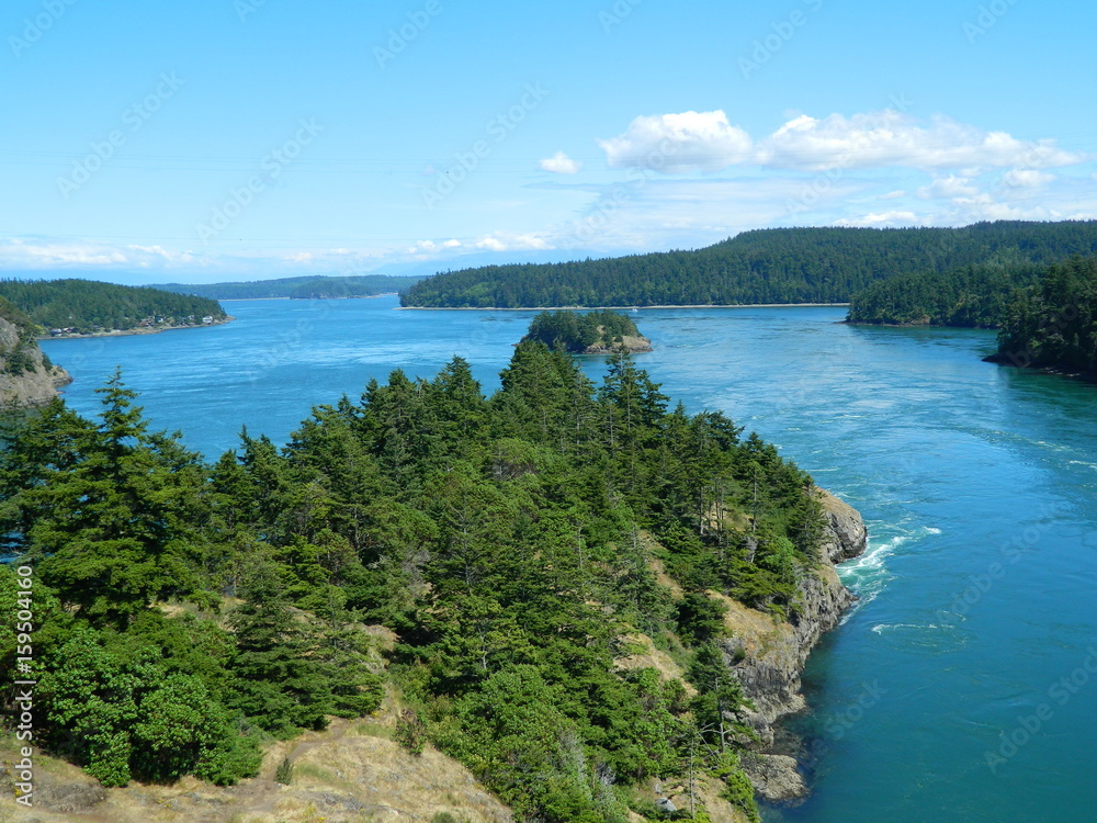 Waterways and coastline along the San Juan Islands