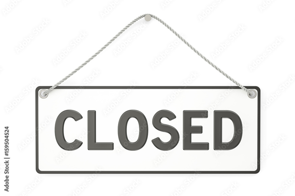 Closed Hanging Sign, 3D rendering Closed Hanging Sign, 3D rendering