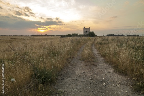 Sunset with old tower house in the salentine countryside © CosimoGiovanni