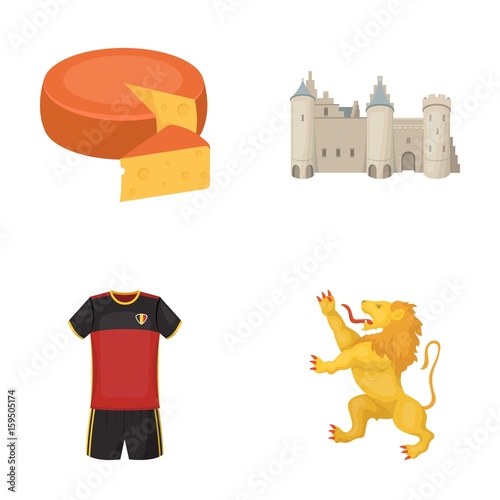 Cheese, lion and other symbols of the country.Belgium set collection icons in cartoon style vector symbol stock illustration web.