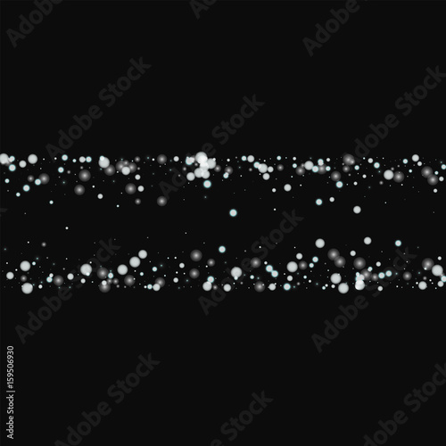 Beautiful falling snow. Chaotic shape with beautiful falling snow on black background. Vector illustration.