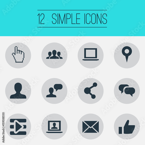 Vector Illustration Set Of Simple Social Media Icons Elements Chat Media Control Letter And Other Synonyms Network Playlist And Signalman Stock Vector Adobe Stock