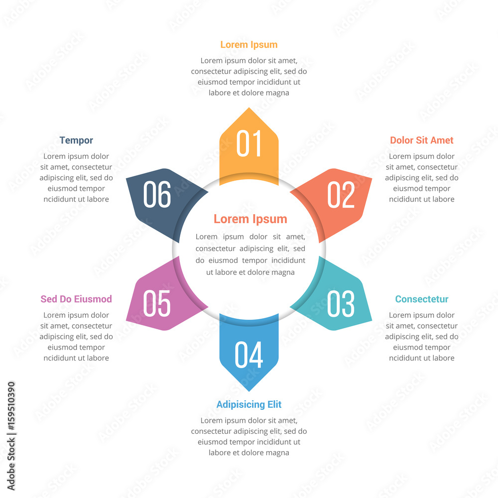 Circle Infographics Template with Six Elements