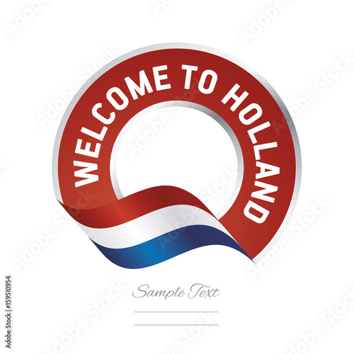 Welcome to Holland flag red label logo icon
